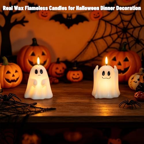 Wondise Spooky Ghost Halloween Flameless Candles with 6hrs Timer