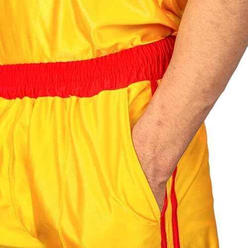 Adult Dodgeball Halloween Costume Set Yellow Jersey and Shorts