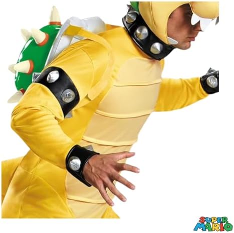 Disguise Super Mario Bros Deluxe Bowser Costume for Adults | Men's Plus Size Bowser Cosplay Outfit with Inflatable Shell