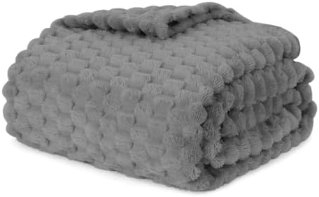 Puncuntex Grey Throw Blanket 108"×90" inches Fuzzy 3D Jacquard Decorative