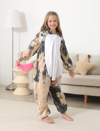 Animal Onesie Pajamas for Kids, Soft Flannel Halloween Cosplay Costume for Boys Girls