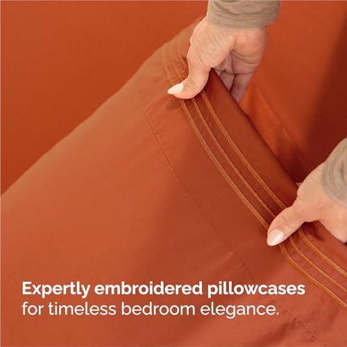Split King Size 5 Piece Sheet Set - Comfy Breathable & Cooling - Terracotta
