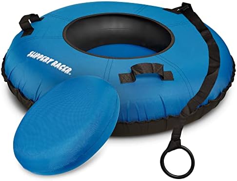 Slippery Racer Heavy Duty Commercial Grade Inflatable Snow Tube with Cover and Rope, PVC Bottom, 44"-Blue