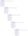 80cc Long Handle Measuring Scoop (1/3 Cup / 2.7 oz / 80mL) - Heavy-Duty Plastic Spoon for Powders, Protein, Coffee, and Baking, 5-Pack