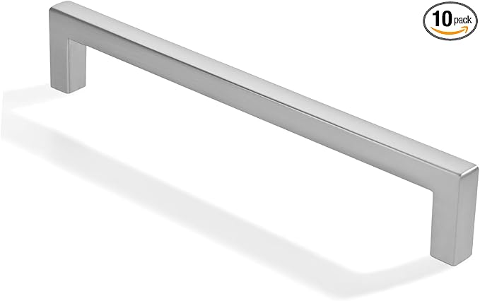 khtumeware 10 Pack 8 inch(203mm) Hole Center Brushed Nickel Cabinet Pulls Solid Heavy-Duty Square Cabinet Handles Drawer Pulls Kitchen Cabinet Hardware Kitchen Handle
