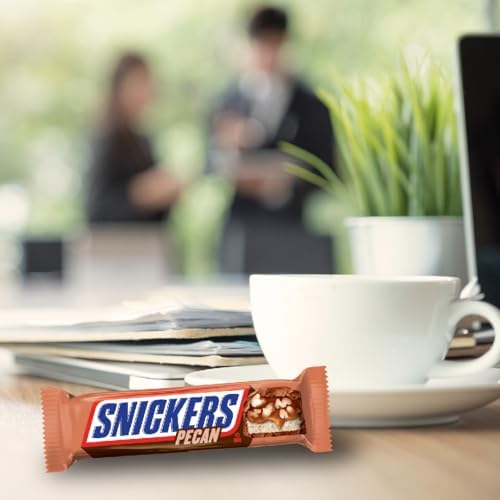 SNICKERS Pecan Milk Chocolate Candy Bars, Full Size, Bulk Box, 24 Pack