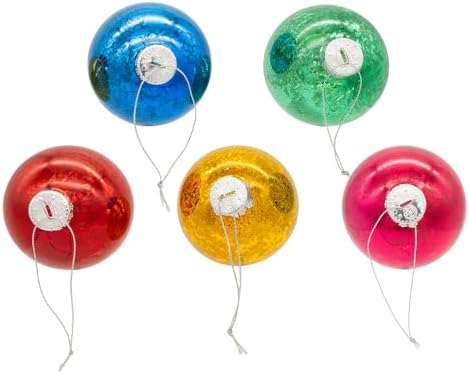 Kurt Adler 80MM Mercury Glass Multicolor Ball Ornament, 6-Piece Box