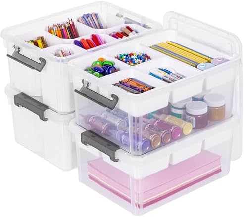 Citylife 17QT 4Packs Clear Craft Organizers and Storage Bins with Lids