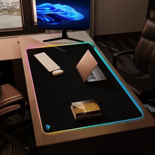 Cacoy 55"x27.5" Giant RGB Gaming Mouse Pad, Extra Large LED Desk Mat, Black