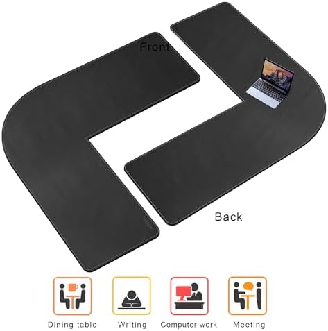 Chihein L-Shaped Desk Pad for Home Office Black (57.1”+ 57.1”) x 19.7”