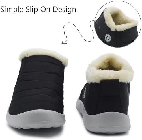 Winter Boots for Women Lightweight Comfortable Plush Waterproof Stylish Solid Color Ladies Ankle Shoes