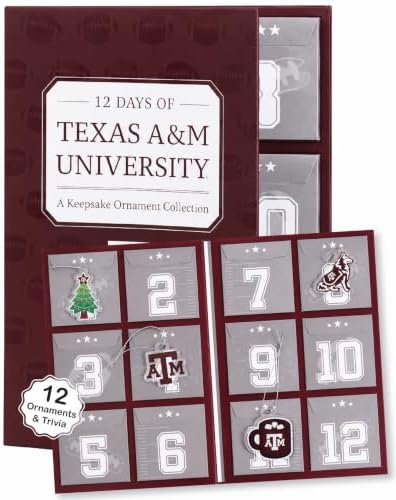 Texas A&M Aggies 12-Day Christmas Ornament Advent Calendar Football Gift