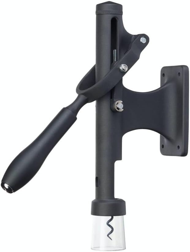 BarCraft BCWALLBO Deluxe Metal Wall-Mounted Corkscrew Bottle Opener, 31.5 x 6.5 x 26 cm (12.5" x 2.5" x 10.5") - Black, Wall Mounted