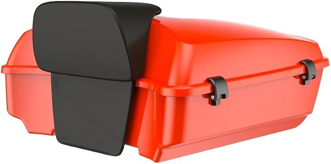Advanblack 2026 Road Glide Tour Trunk Pack Blood Orange Chopped Tour Trunk Pack Backrest Pad for '97-'26 Harley Touring Road King Street Glide Electra Glide CVO models