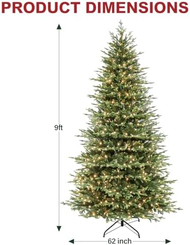 Hykolity 9 ft Prelit Artificial Christmas Tree with 600 Warm White LEDs