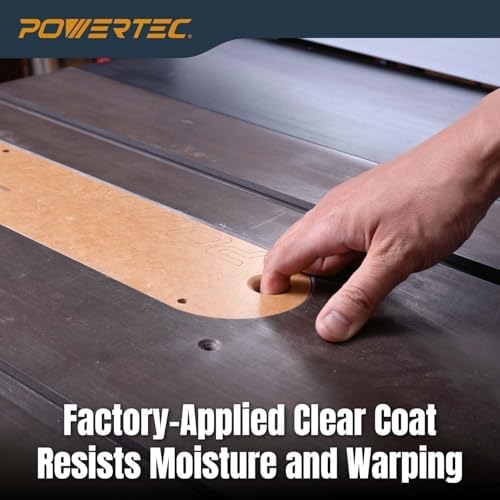 POWERTEC Zero Clearance Table Saw Insert 3-Pack – Fits Delta 36-725, 36-725T2, 36-5152, 36-5000, 36-5000T2 – MDF Throat Plate for Cleaner Cuts, Kickback Prevention, Easy Installation (72228)