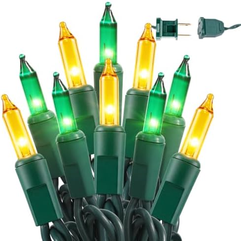 BrizLabs Christmas Lights, 100 Count 19.7ft Yellow & Green String Lights
