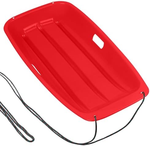 Snow Sled for Kids with 16.5ft Pull Rope & Handle - Cold-Resistant Plastic Toboggan Sled for Winter Downhill Fun - Stackable Lightweight Sled for Adults Outdoor Snow Play(25/36/48in)