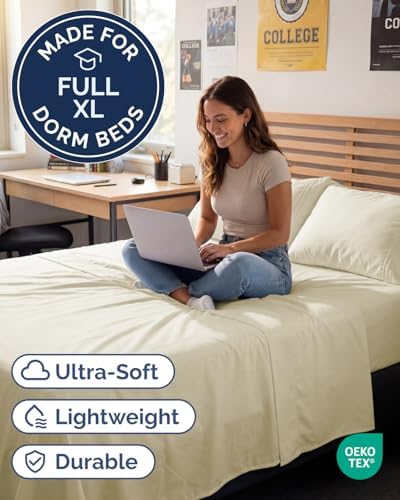 Full XL Sheets - 4 Piece Full XL Sheet Set - Cool & Breathable - Off White