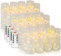 Flameless LED Candles with Timer 24 Pc Flickering Flameless Candles for Romantic Ambiance and Home Decoration Stable Acrylic Shell,with Embedded Star String，Battery Operated Candles（White）