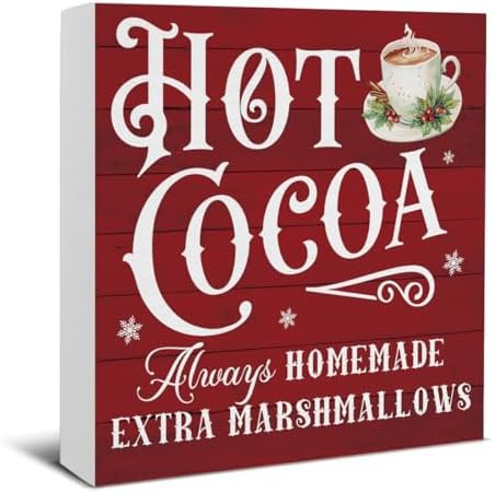 Hot Cocoa Bar Decorations - Christmas Decor, Hot Chocolate Bar Wooden Sign