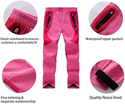 WULFUL Kids Waterproof Snow Ski Pants Boys Girls Outdoor Winter Fleece Hiking Insulated Snowboard Pants