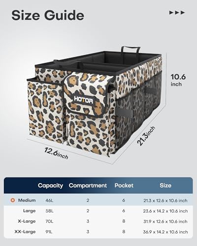 HOTOR Trunk Organizer - Foldable Car Organizer for SUVs & Sedans Storage