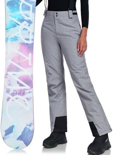 Women's Snow Ski Pants Insulated Winter Warm Outdoor Waterproof Snowboard Pants Bibs Detachable Suspender
