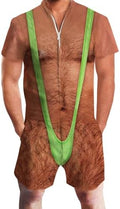 RAISEVERN Mens Romper Male Zipper Shorts Sleeve One Piece Bro Outfits
