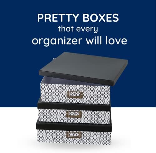 Soul & Lane - Black and White Jumbo Scrapbook Storage Boxes, Set of 3
