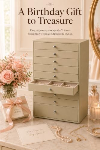 GUKA 10 Layer Jewelry Box with Drawers, Large Jewelry Organizer, Green/10 layer
