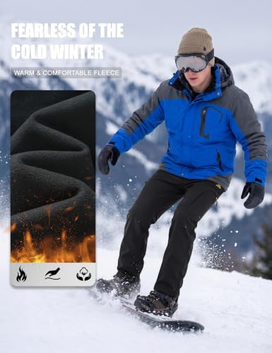 MAGCOMSEN Men's Ski Snow Pants Waterproof Fleece Lined Winter Hiking Pants