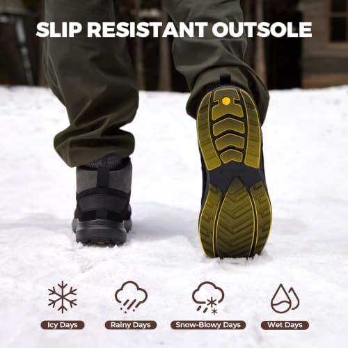 FitVille Wide Mens Snow Boots Fur Lined Winter Shoes Non Slip Lightweight