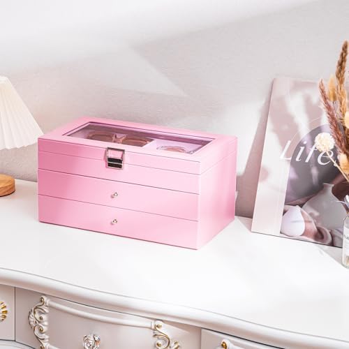 ProCase 3-Layer Sunglasses Storage Organizer -Pink