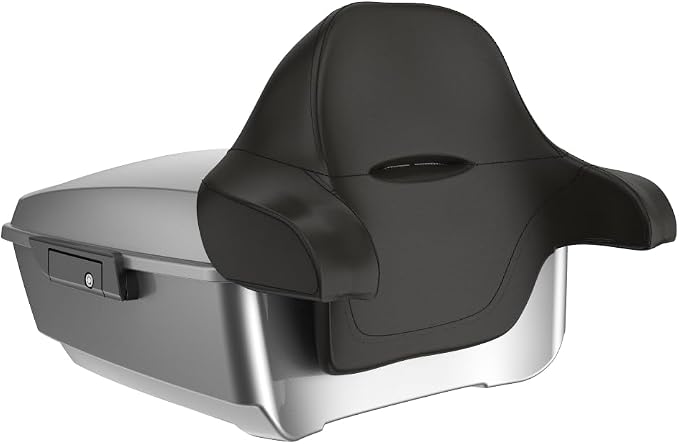Advanblack Road Glide Tour Trunk Pack Dark Platinum King Tour Trunk Pack Luggage +Wrap-Around Backrest Pad for '97-'25 Harley Touring Road King Street Glide Electra Glide CVO models