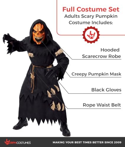 Morph Scary Pumpkin Costume Adult, Halloween Costumes for Men