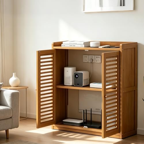 Wifi Router Storage Cabinet with Adjustable Shelves, 2-Tier Storage