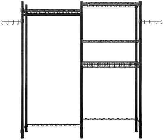 Washer and Dryer Storage Shelf - 3-Tier Metal Garment Rack with Hanging Rod & Net Basket Space Saving Laundry Organizer for Closet Bathroom Adjustable Height