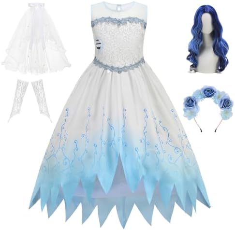 Zombie Bride Costume for Girls Halloween Dress up Outfits With Accessories