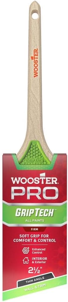 6-Pack of 2-1/2” Wooster 5400 GripTech Thin Angle Paint Brush, Rattail Handle