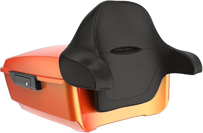Advanblack Road Glide Tour Trunk Pack Tequila Sunrise King Tour Trunk Pack Luggage +Wrap-Around Backrest Pad for '97-'25 Harley Touring Road King Street Glide Electra Glide CVO Models