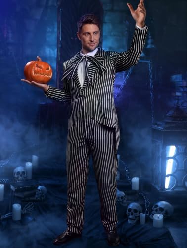 Men Halloween Costume Christmas Irregular Cutting Striped Suit