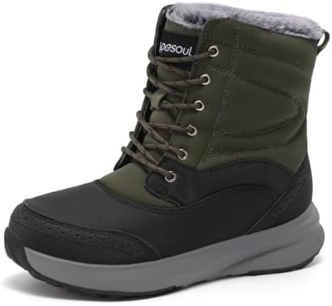 Spesoul Snow Boots for Men Winter Boots Warm Wide Waterproof Lightweight