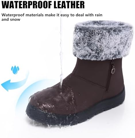TEMOFON Women Snow Boots Waterproof: Fur Lined Warm Winter Ankle Booties
