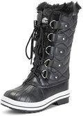 POLAR Womens Snow Boot Nylon Tall Winter Fur Lined Snow Warm Waterproof Rain Boot