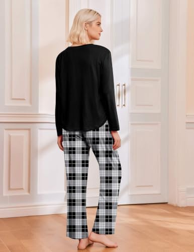 Ekouaer 2 Pack Womens Pajama Sets Long Sleeve Long Pants Pjs Loungewear