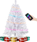 White 3ft Christmas Tree with Lights, Small 36inch Artificial Tree Mini Table Top Decorations, Xmas Desk Tree with 80 Colored Lights, 200 Branch, Holiday Decor for Home,Indoor Office Tabletop