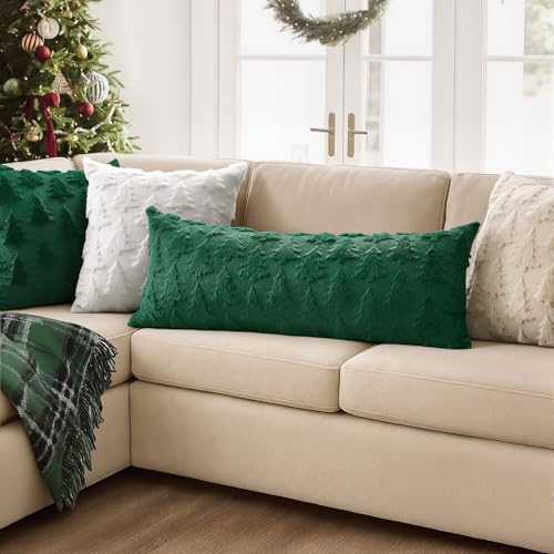MIULEE Christmas Throw Pillow Cover Dark Green 14x36 Lumbar Body