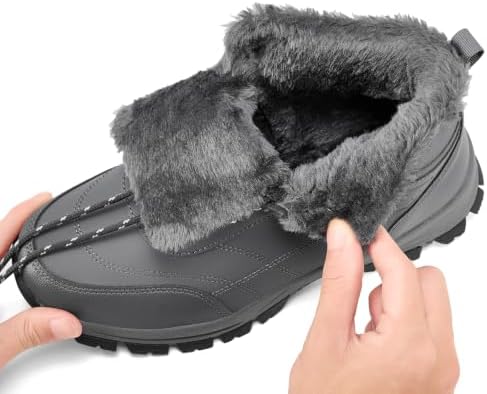Mens Winter Snow Boots with Warm Fur Lined Non Slip Comfort Hiking Booties
