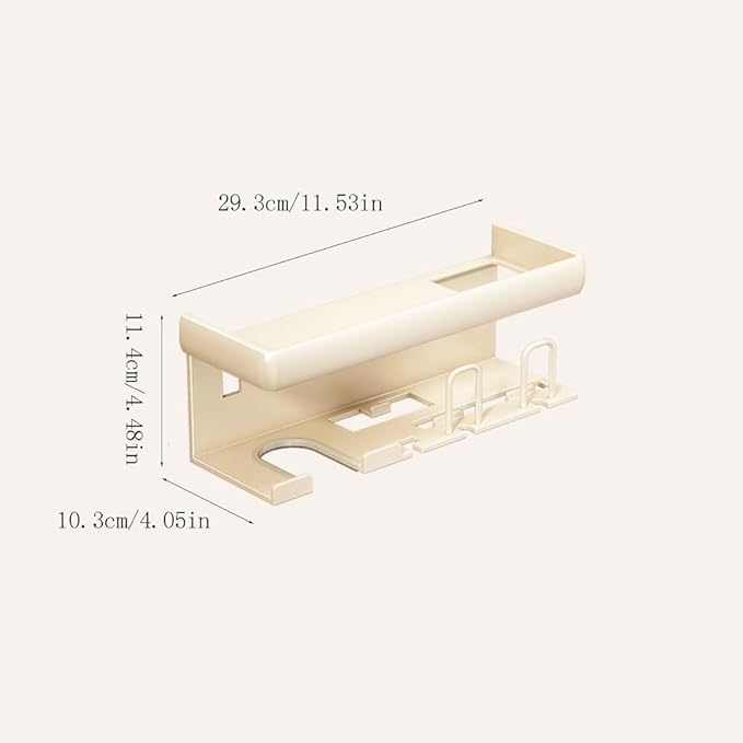 Toothbrush Rack Self-Adhesive Wall-Mounted Toothbrush Holder Cream Bathroom Storage Rack Toothpaste Holder Can Hold Hair Dryer Cosmetics Bathroom Toothbrush Holder(S29.3cm)